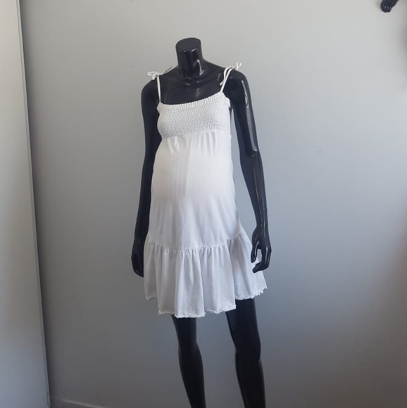 Mama Spagheti Stap Short Martenity Midi Dress - Picture 1 of 3